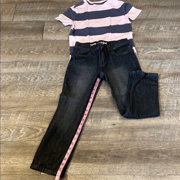 Striped Old Navy T-Shirt and Black Cat & Jack Jeans Set - Picture 2 of 8